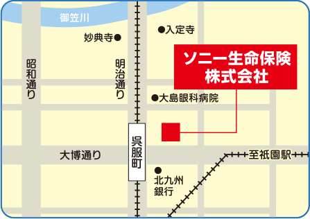 地図：ソニー生命保険株式会社 福岡ライフプランナーセンター